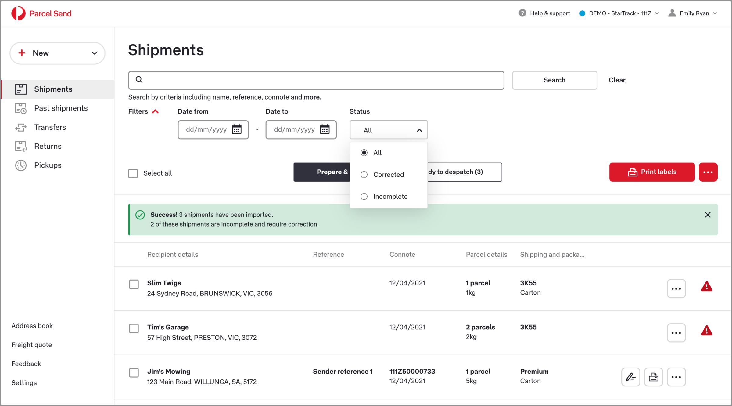 screenshot-csv-import-shipments-into-parcel-send-4