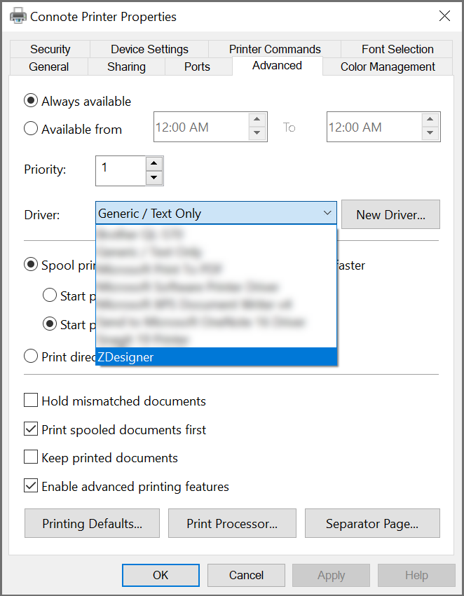 photo printer properties