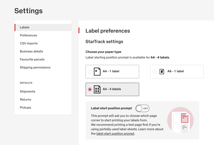 parcel send startrack prompt