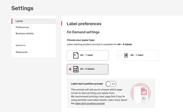 parcel send on demand prompt