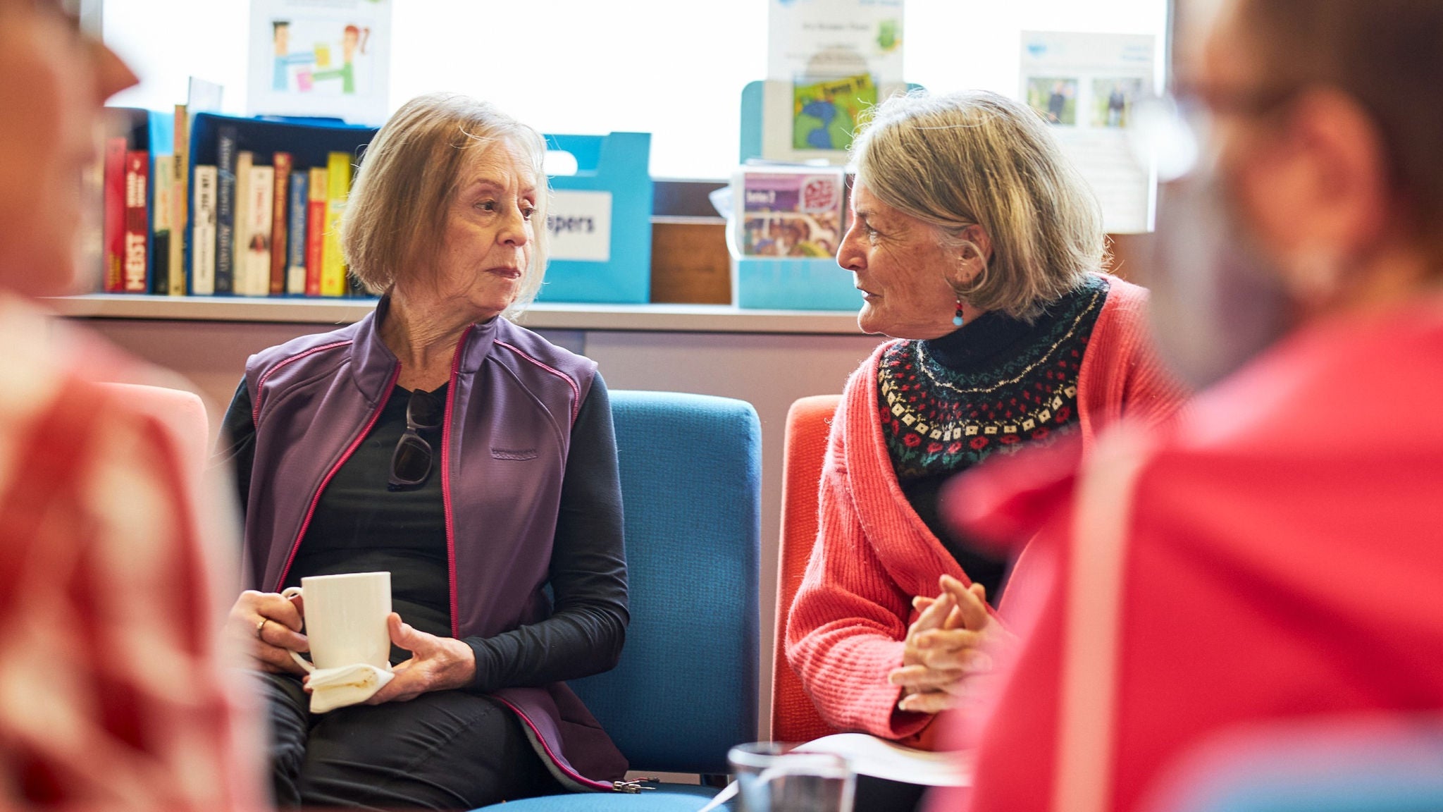 williamstown walking group two mature women chatting over tea