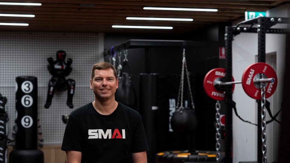 Interior of an audio store with turntables and speakers
